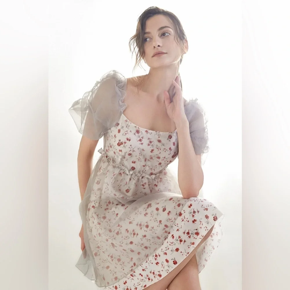 J.ING Floral Print Bubble Sleeve Mini Dress - Picture 4 of 8